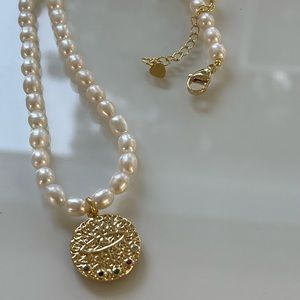 Natural Pearl necklace with Evil Eye pendant